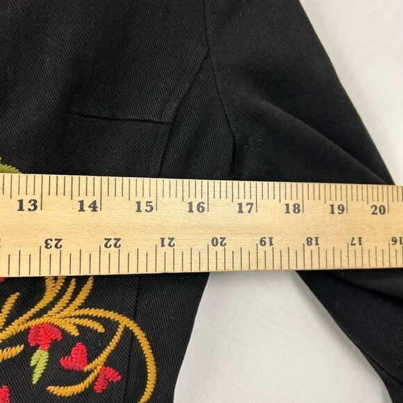 WE Women's S Fashion Black Floral Embroidered Blazer Jacket Boho Folk Tailored - Picture 6 of 15